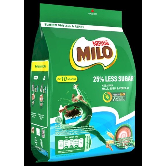 

MILO less sugar pouch bag 10x28g - ARM