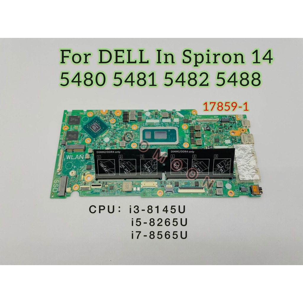 For Dell Inspiron 14 5480 5481 5482 5488 Laptop Motherboard 17859-1 with I3 i5 i7 8th Gen CPU GPU 10
