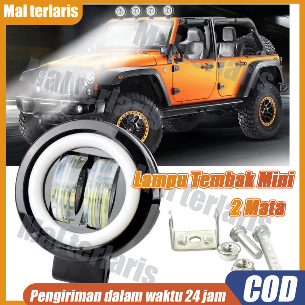 Lampu Tembak/ Led Owl Model Bulat Waterproof/Lampu Tembak Mini 2 Mata / Lampu LED Tembak Sorot Bulat