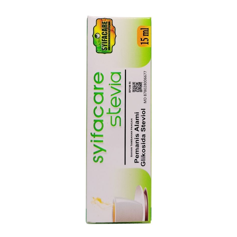 

Paket 1 Karton isi 63 botol Stevia | Stefia | Stevia Syifacare | Stevia Cair | Stevia Tetes | Liquid Stevia | Stevia Liquid | Daun Stevia | Gula Stevia 15 ml Pemanis Alami Pengganti Gula 0 Kalori | Zero Calorie | 0 Gula | Zero Sugar