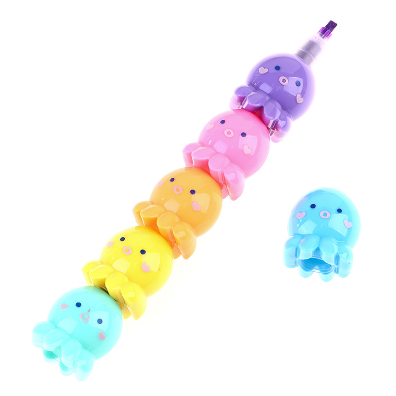 

New 5 Colors Octopus Fluorescent Marker Pen Set Highlighter Pens Painting Highlight