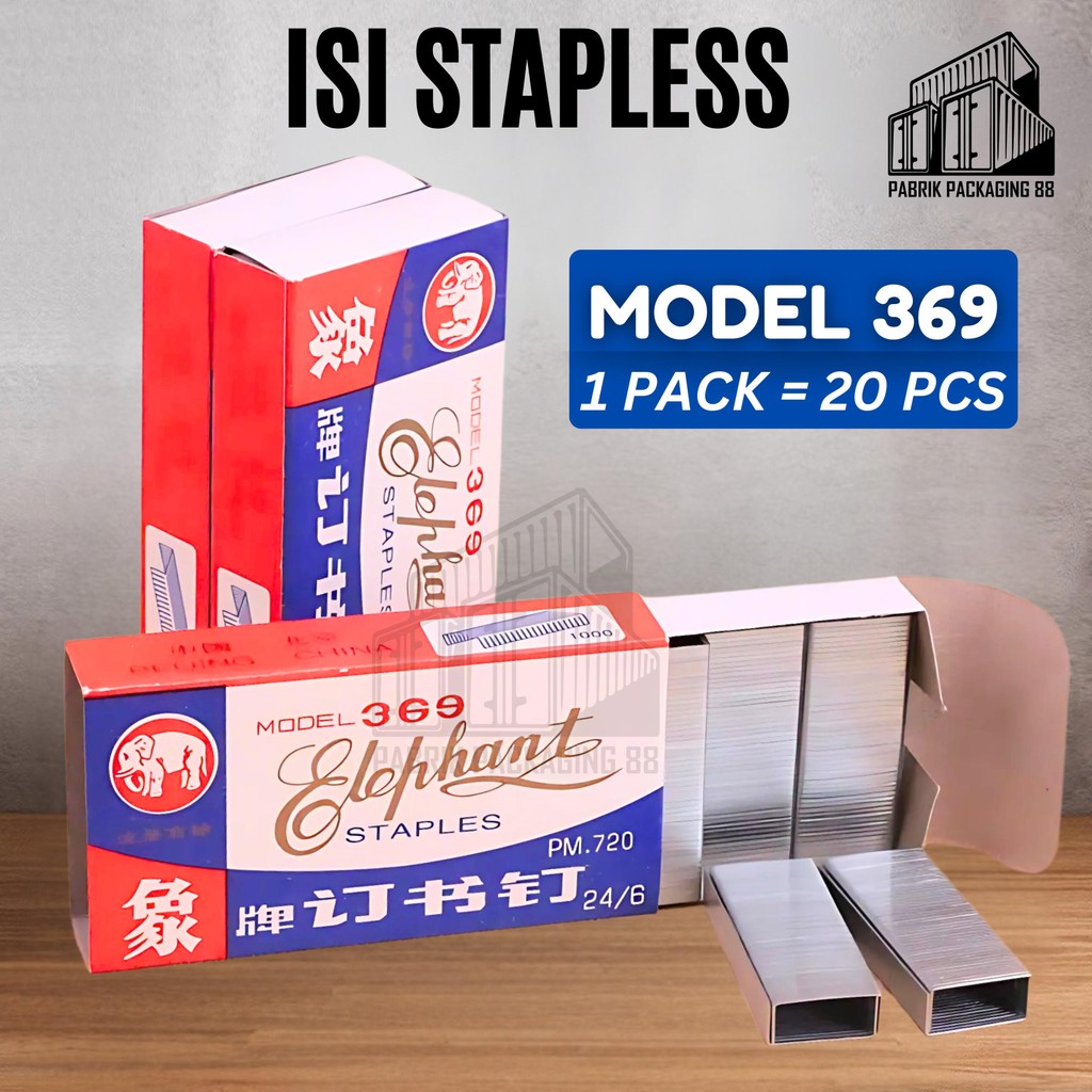 

1 BOX ISI 20 PCS Isi Staples Model 369 24/6 Refill Hekter Stapler Steples Guntaker Bukan Joyko