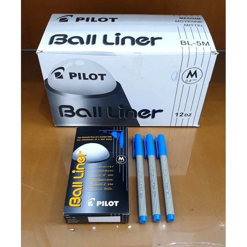 

( 12pcs/pak ) Pulpen Pilot Ball Liner 0.8 mm BIRU Hitam
