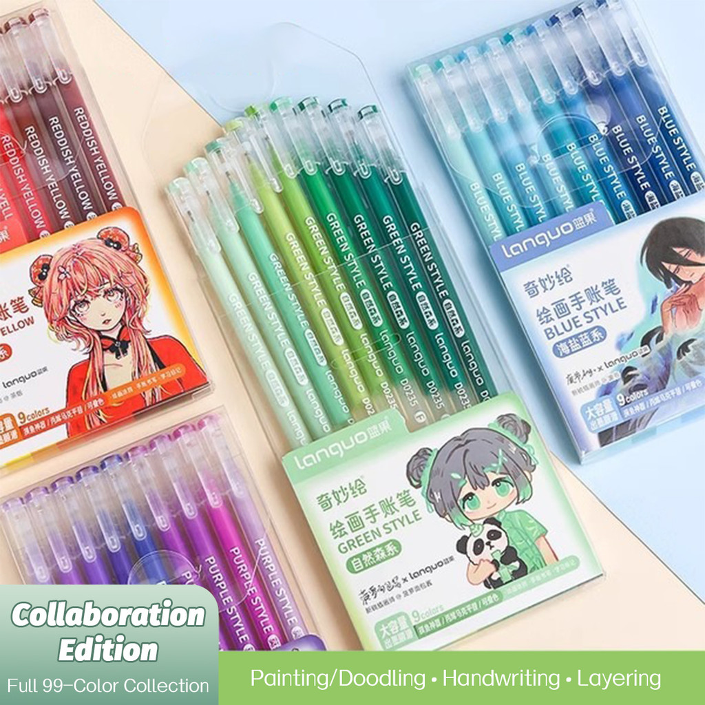

6/9pcs Set Languo Morandi Gel Pens 0.5mm Kawaii Pastel Set for Students Diary Scrapbook Painting & Drawing Pen School Supplies