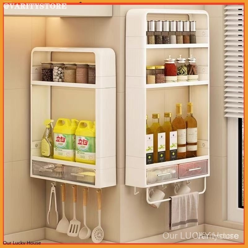 [Varitystore]Rak Dapur Susun Tingkat Tempat Penyimpanan Bumbu Serbaguna Multifungsi Rak Penyimpanan 