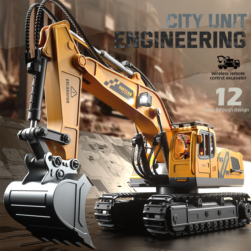 Perfect Gift 12-Channel Deluxe Engineering Vehicle Toy: Alloy Construction, Excavator, 2.4G Remote C