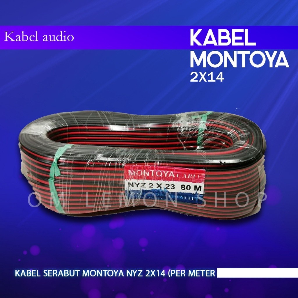 (KB)   KABEL AUDIO CABLE AWG 2 JALUR MERAH HITAM TEMBAGA KUNING METERAN
