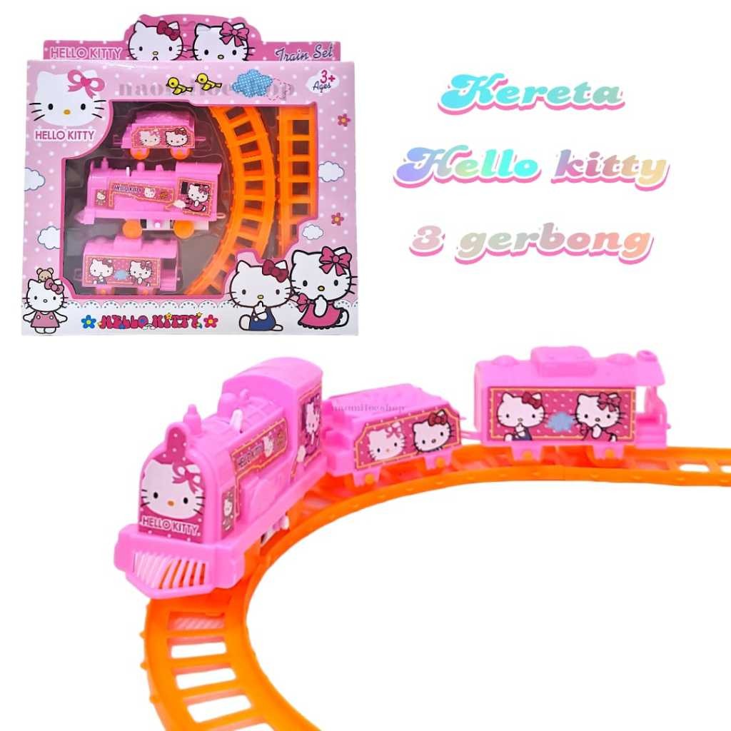mainan kereta api hellokitty/ train set hellokity MAINAN KERETA ANAK, 2pcs baterai AA