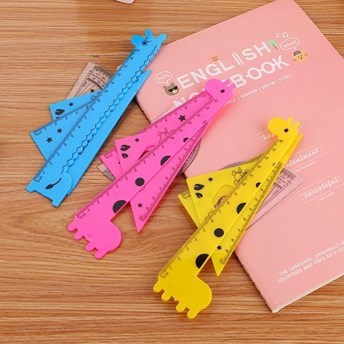 

PENGGARIS PLASTIK 1 SET 4 MODEL BENTUK HEWAN JERAPAH KARTUN LUCU 15CM GIRAFFE RULER