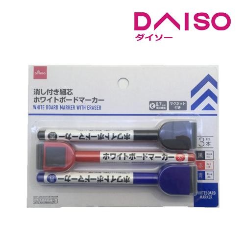 

Daiso White Board Marker -With Eraser - Thin Tip - Black - Red - Blue