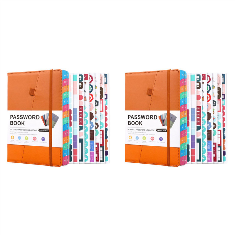 

【Hot Items】2X Password Keeper Book With Alphabetical Tabs For Password Notebook For Internet Website Address Log In Detail,A