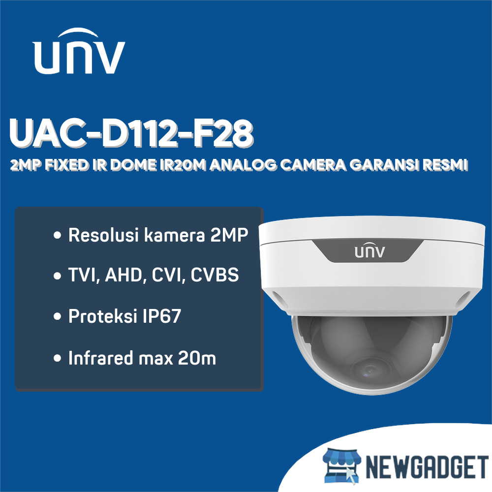 UNV UAC-D112-F28 2MP FIXED IR DOME IR20M ANALOG CAMERA GARANSI RESMI