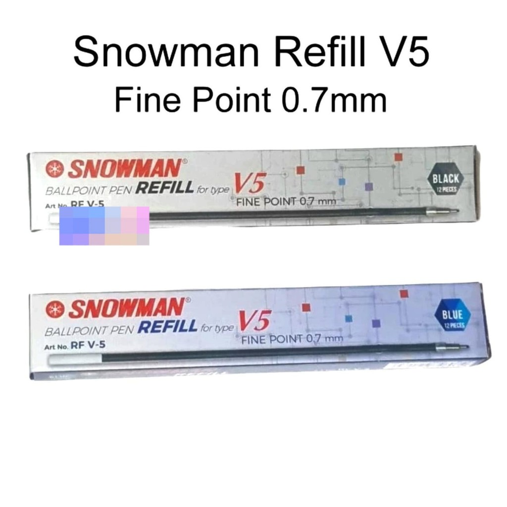 

12pcs Refill Pen Snowman V5 Isi Pulpen Hitam 0.7 mm Ballpoint Pena Murah