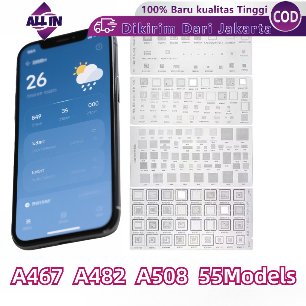 4PCS/set Cetakan Universal IC Plat Amaoe Amaoe A467 / A482 / A508 / 55Models / Stencil Plat BGA Univ