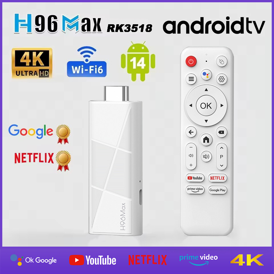 2025 New H96 MAX RK3518 Mini TV Stick Android 14 Smart TV Box Android14 2GB 16GB 8GB Wifi6 BT 4K HD 