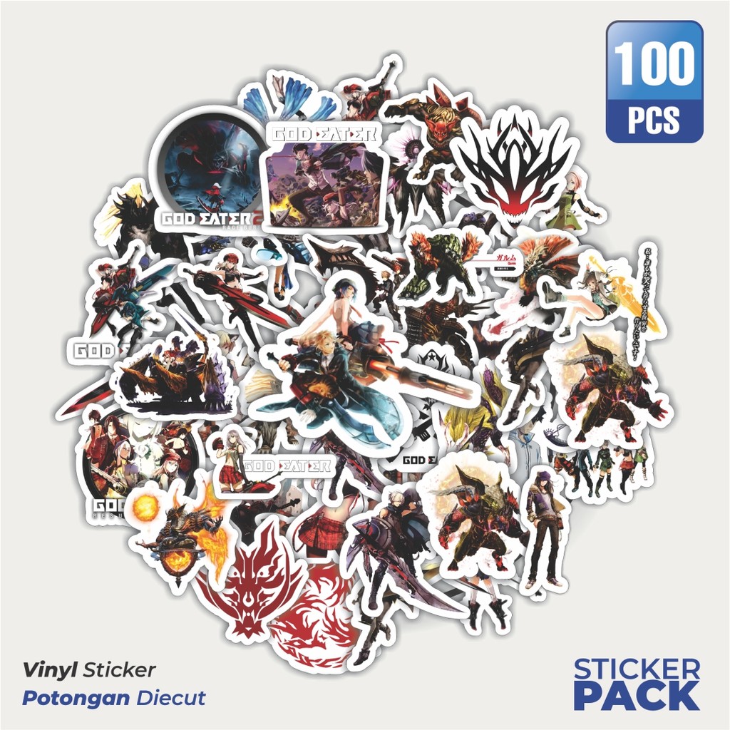 

100 PCS STIKER Stiker Game Series God Eater Karakter Mix 1 Waterproof Aesthetic- Untuk Laptop, Motor, dan Helm - Paper Stationery Pack