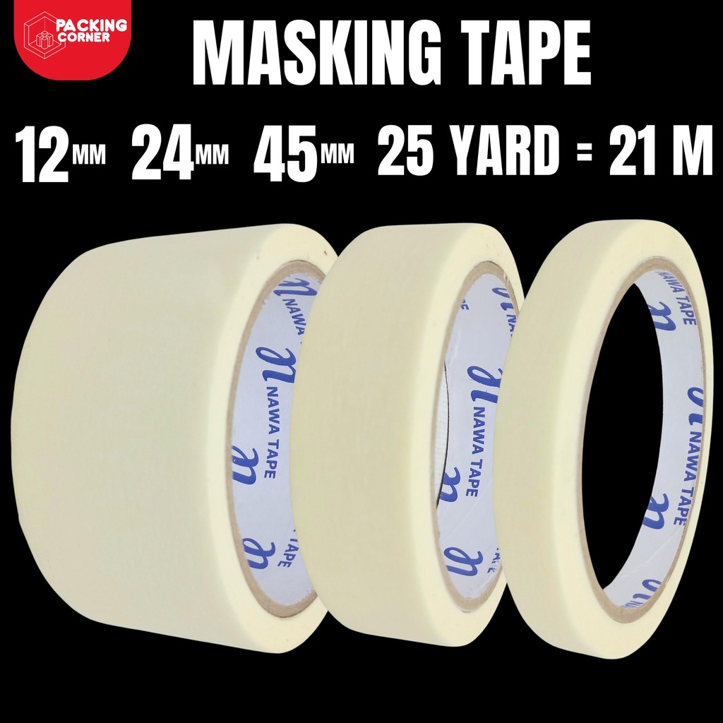 

Masking Tape Kertas 21M - 45MM 24MM 12MM 6MM Lakban Isolasi Kertas