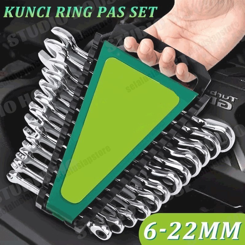 New Kunci Ring Pas Set 8 Pcs ( 6 -22 Mm ) Lengkap Murah - Kunci Ring Set 8 pcs Double Offset Ring Sp