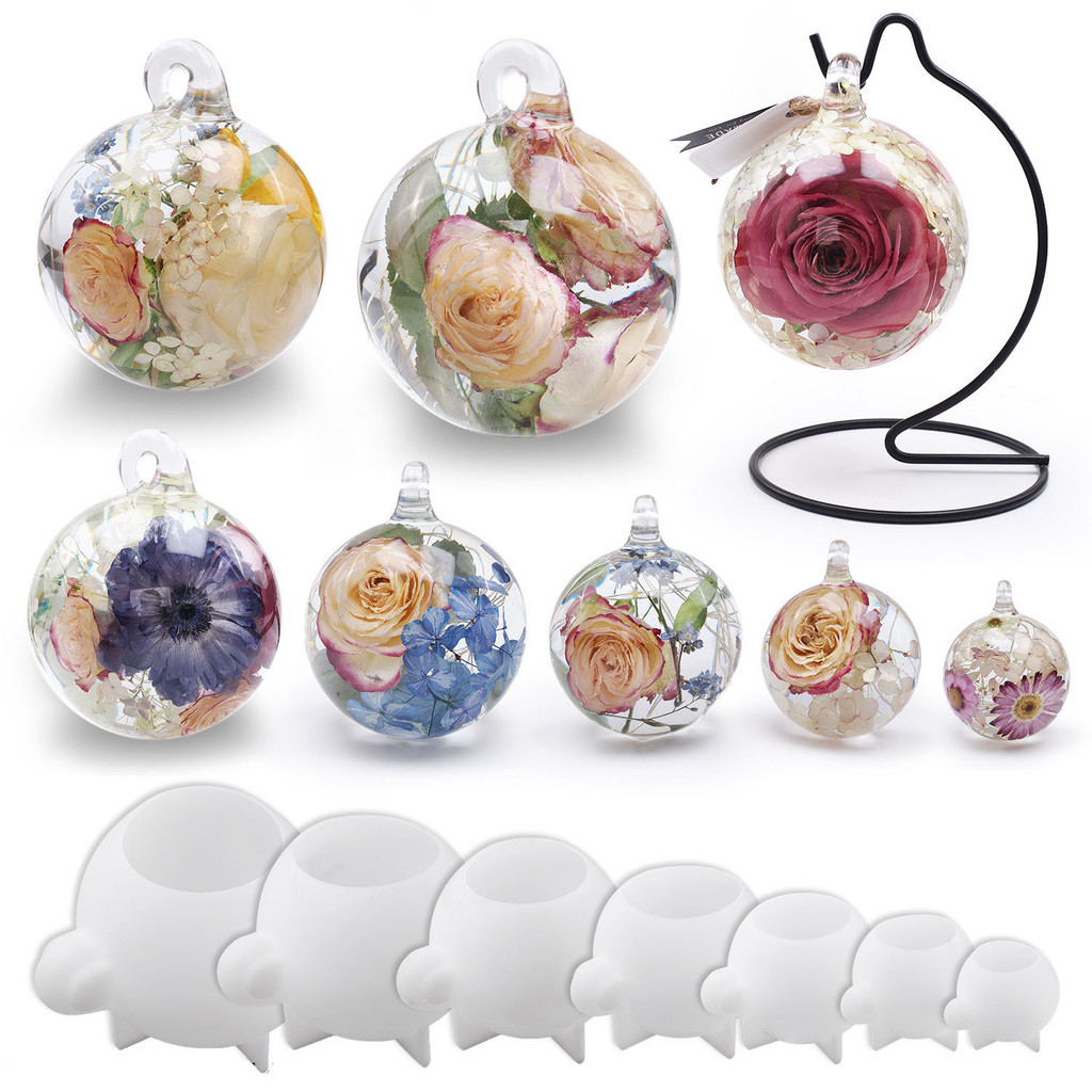

Resin Round Ball Sphere Silicone Mold DIY Desktop Decor Craft Making Kit Crystal Epoxy Night Light Specimen Hanging Bracket Mold