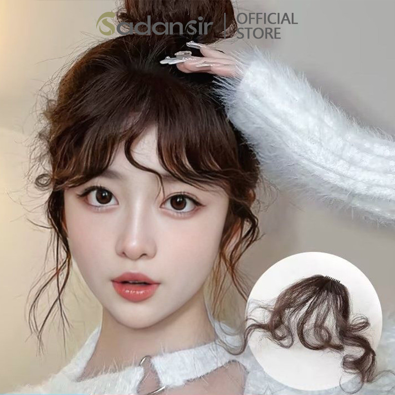 Sadansir Wig Poni Udara Tanpa Jahitan Simulasi Alami Gaya Hong Kong Keriting Poni Wig Wanita