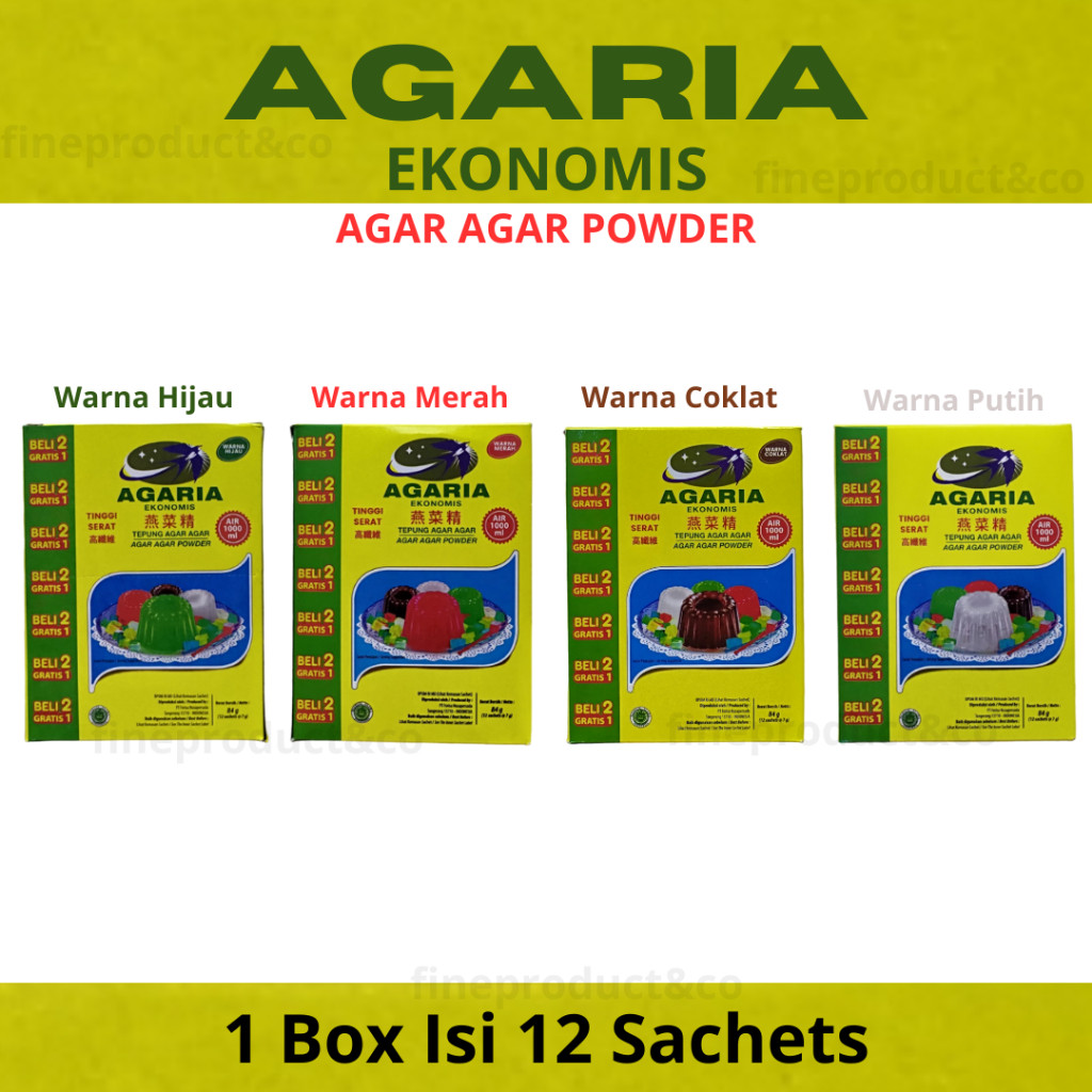 

Agaria Agar Agar Ekonomis Berserat tinggi 1 Box Isi 12 Sachets