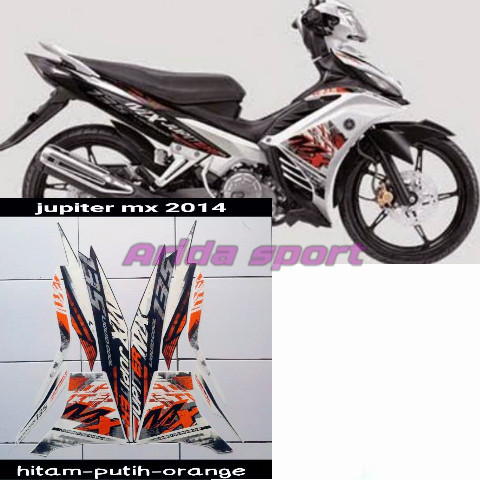 Striping sticker lis body yamaha jupiter mx new 135 2014 2015 hitam putih orange