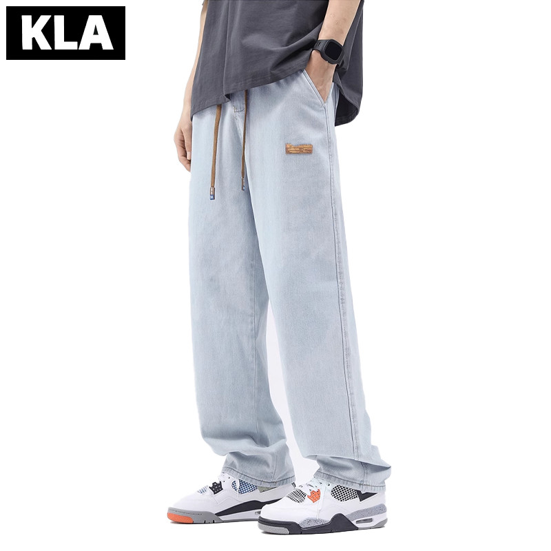 XOPIURTZY KAin LN-Asia Celana jins pria baggy jeans pinggang karet celana oversize pria korean style