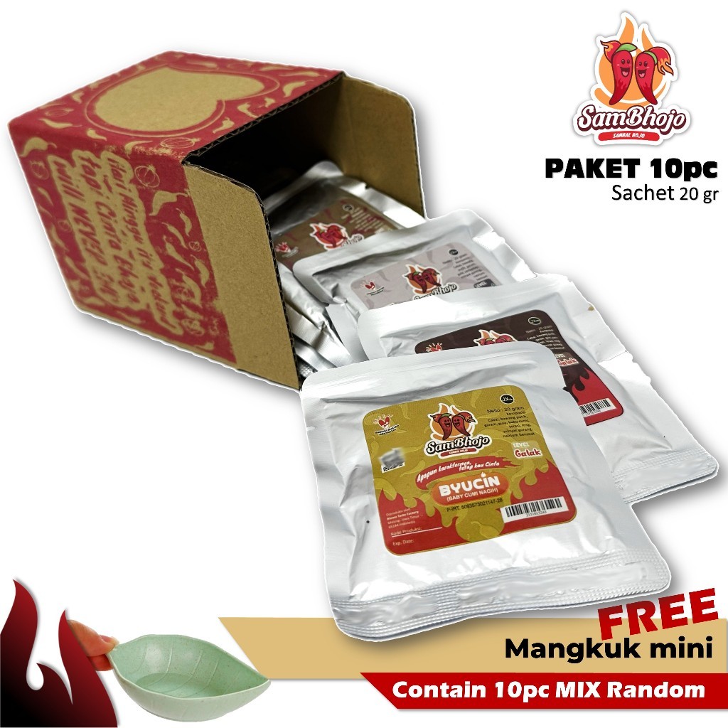 

SamBhojo Paket 10pc Sambal Sachet Mix Varian Free Mangkuk