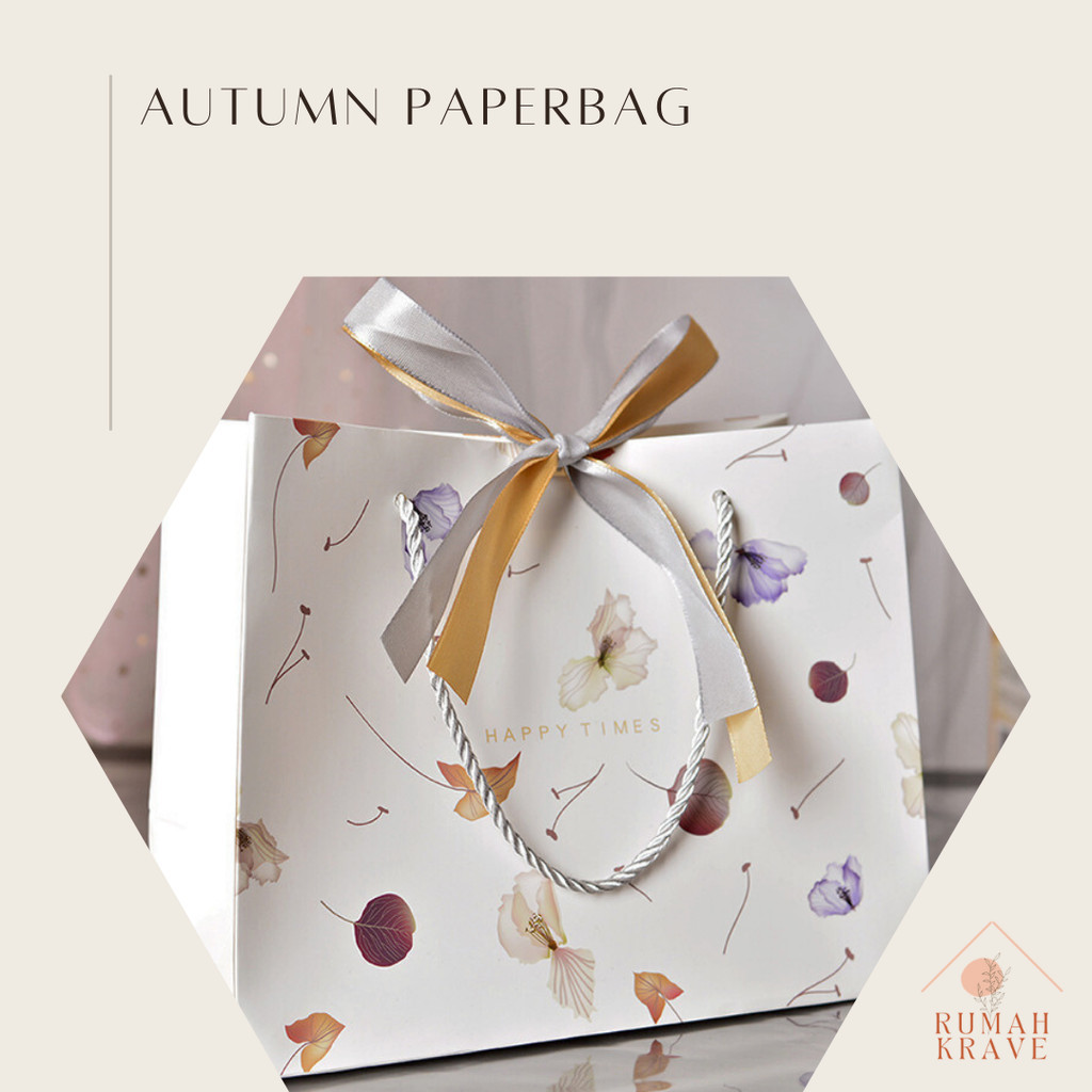 

RUMAH KRAVE - Autumn Leaf Paperbag Putih Elegan Goodie Bag