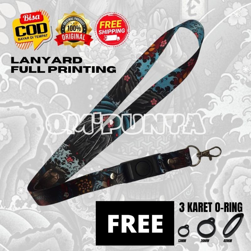 

Lanyard Gantungan Bonus 3 Karet Motif CAT YOCAT Full Print Bolak Balik