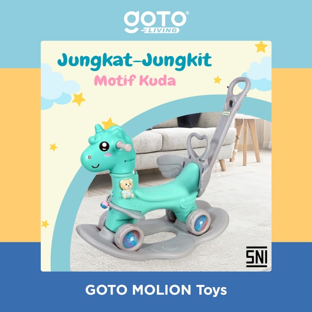 Goto Molion Kuda Kudaan Jungkat Jungkit Rocking Horse Mainan Anak 3in1