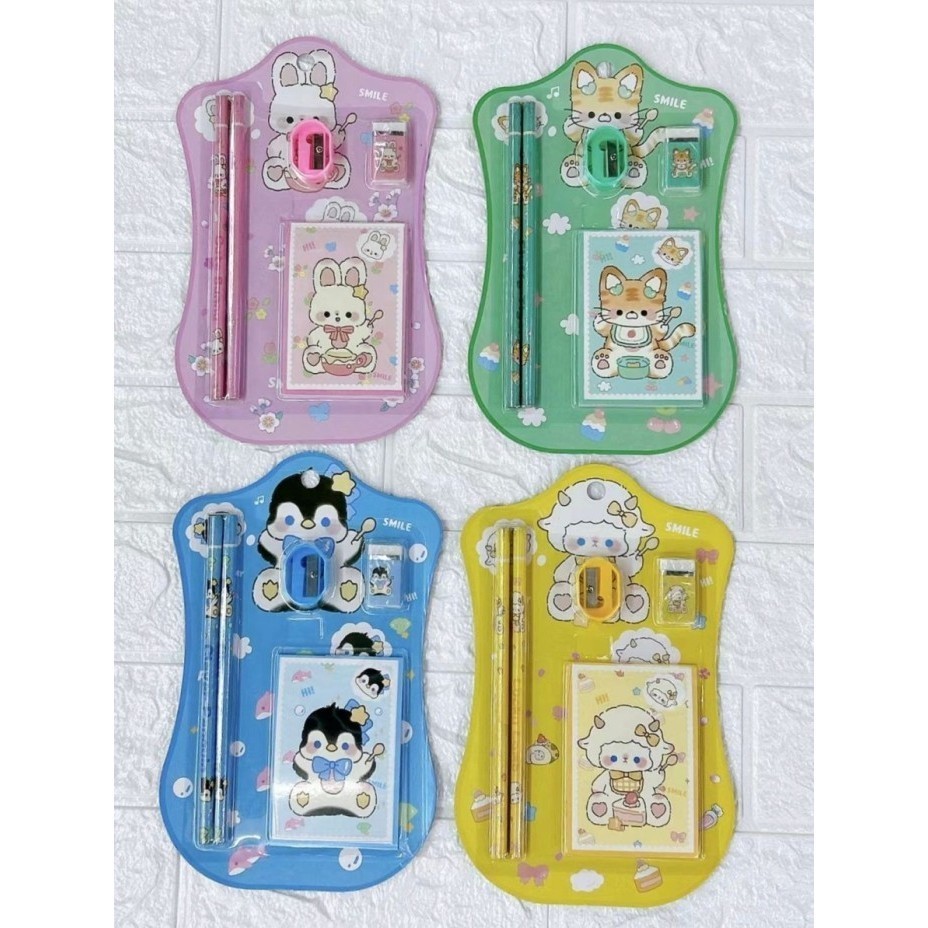 

ACEH.OYU 130823 Mini Stationary notebook Set 5in1 paket Alat Tulis Sekolah pensil set