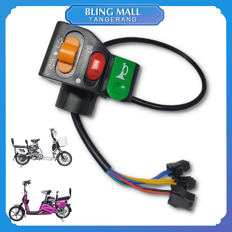 Tombol Belok Horn Bel Switch Motor Listrik 3 In 1 Saklar Lampu Sepeda Listrik