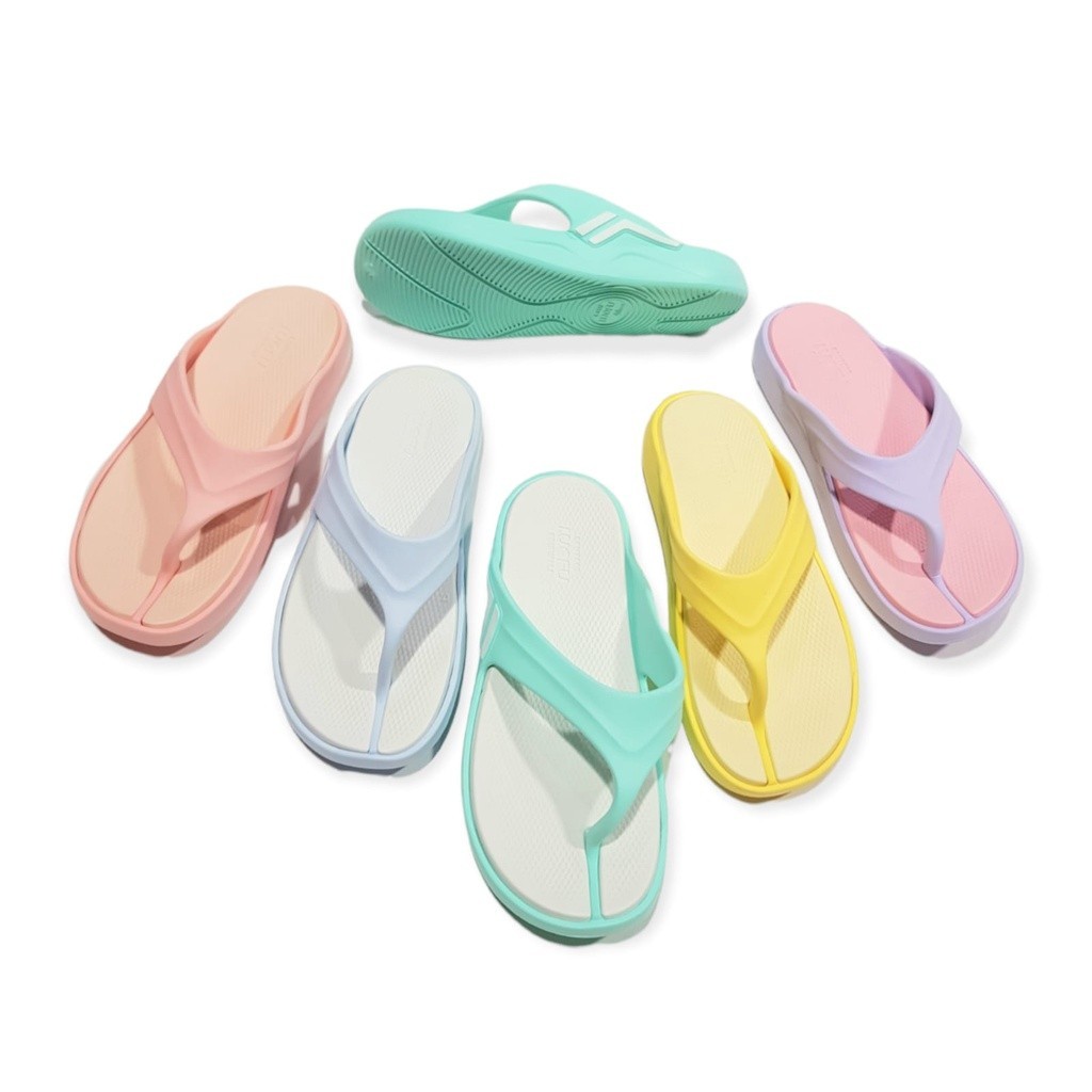 Luofu Sandal Jepit Wanita Warna Pastel Karet Empuk E6217-E01CW (AV2)