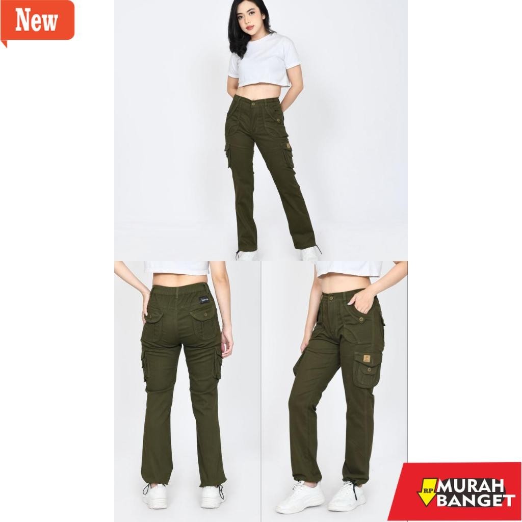 celana jogger wanita yg kekinian- celana jogger cargo panjang wanita - celana cargo panjang multifun