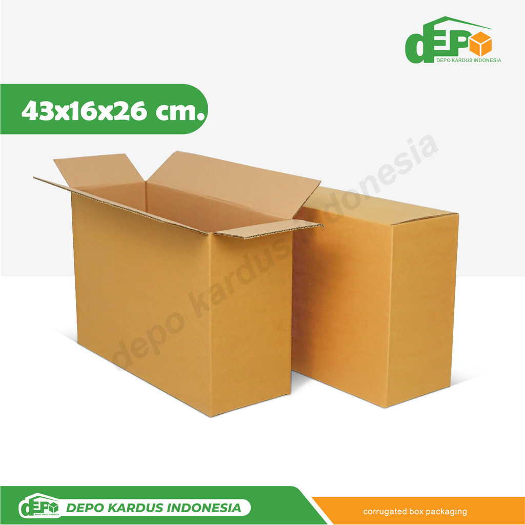 

BOX 43X16X26 cm. (OKI) BoxNormal/Amdk/Kotak/Packing/Kardus/A1/tinggi 26