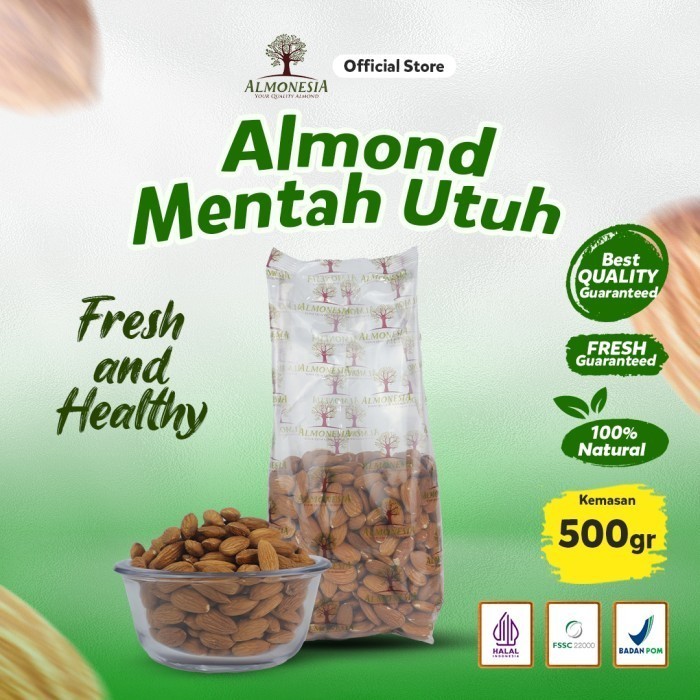 

AD Almond Utuh - Almonesia Natural Whole Almond 500gr