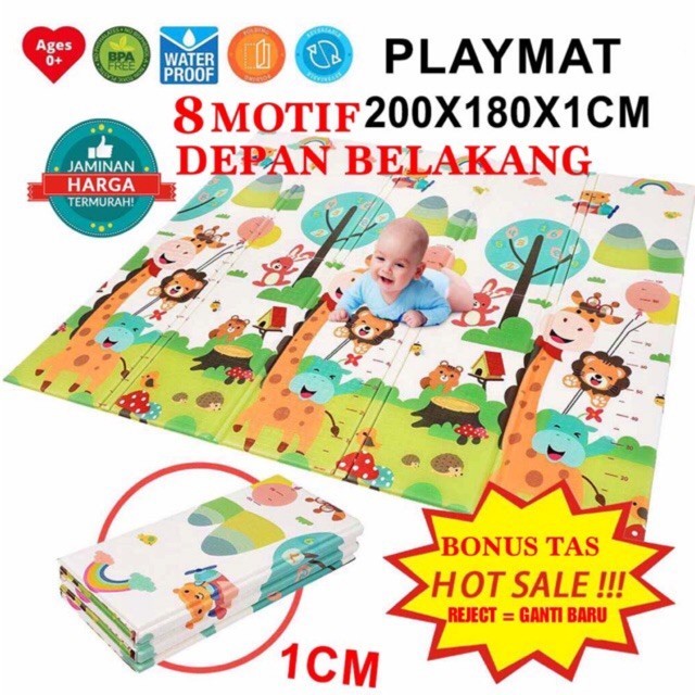 VT53ED SNI 180x200cm PREMIUM PLAYMATE PLAYMAT BAYI  XPE tebal 1 CM KARPET ANAK DAPAT TAS KARPET PLAY