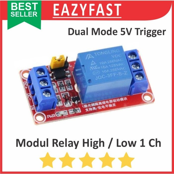 Modul Relay Active Aktif High Low Level Trigger 1Ch 1 Ch Chanel Channel 5 V Volt 5V Module Red Board