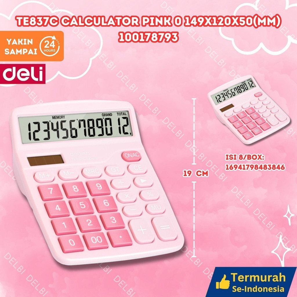 

Deli Desktop Calculator TE837C CALCULATOR PINK 149X120X50 (MM)