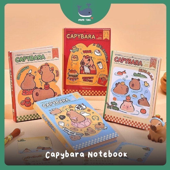 

MAMA SING Capybara Series - Buku Notes B6 Bergambar Warna 200 Halaman Notebook Hardcover Buku Tulis Unik Lucu