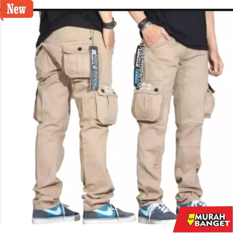 celana kerja lapangan pria yg kekinian- celana cargo panjang pria ukuran big size jumbo/36.38.40.42.