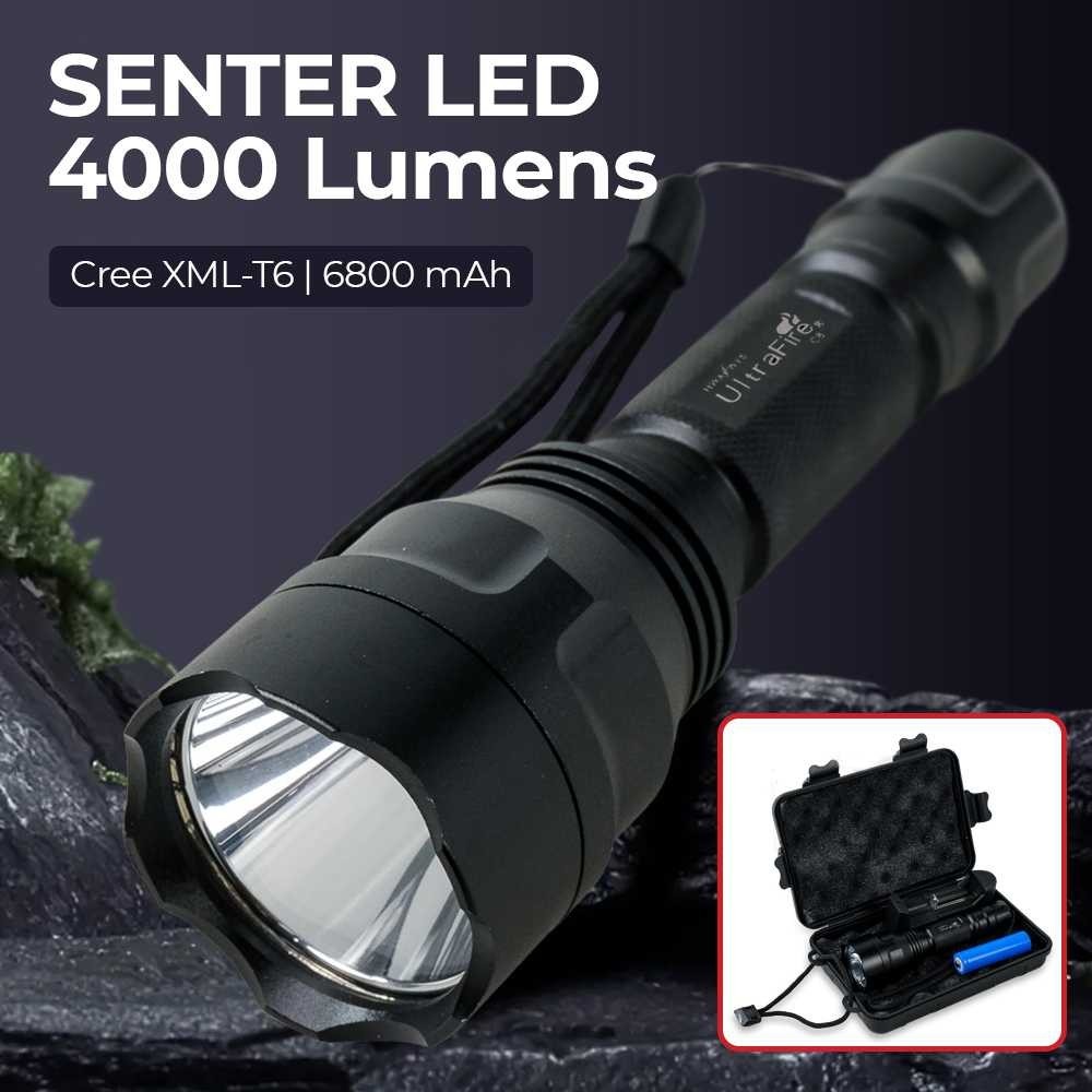 UltraFire Senter LED Flashlight XML-T6 4000 Lumens Charger Dan Baterai - C8 - AH TU2T