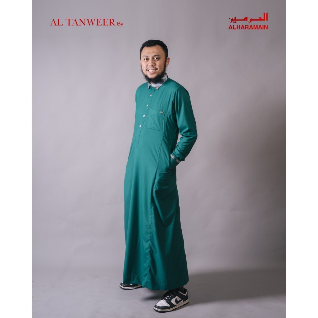 AL TANWEER by Alharamaain Jubah / Gamis Pria Dewasa Slimfit Kombinasi SCC (118) | Navy | Biru Muda |