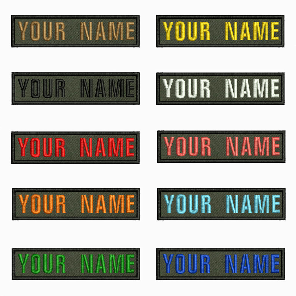 Army Green Background 10X2.5cm Embroidery Custom Name Text Patch Stripes Badge Iron On Or Sew On Or 