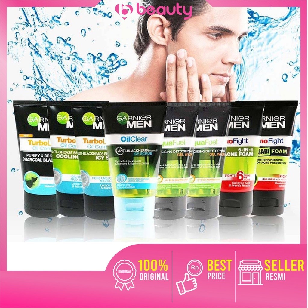 ❤ BEAUTY ❤ GARNIER MEN Facial Wash-Scrub Acno Fight-Turbo Light-Power White Series / sabun cuci muka