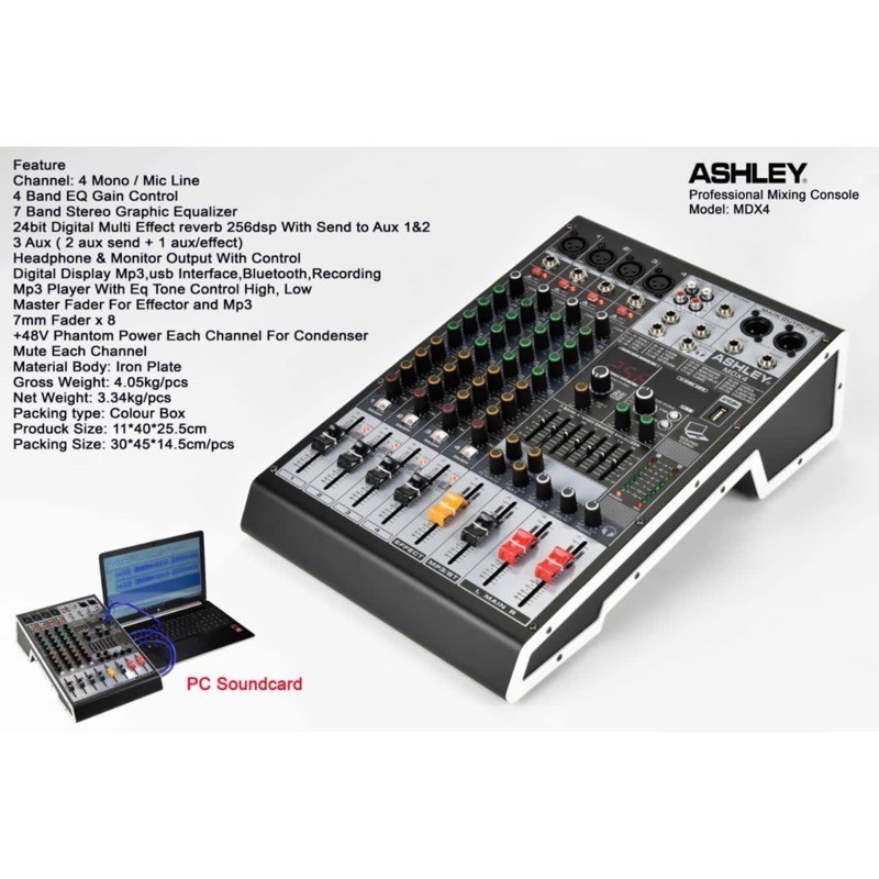 Mixer Audio Ashley MDX4 Original Mixer 4 channel Ashley MDX 4