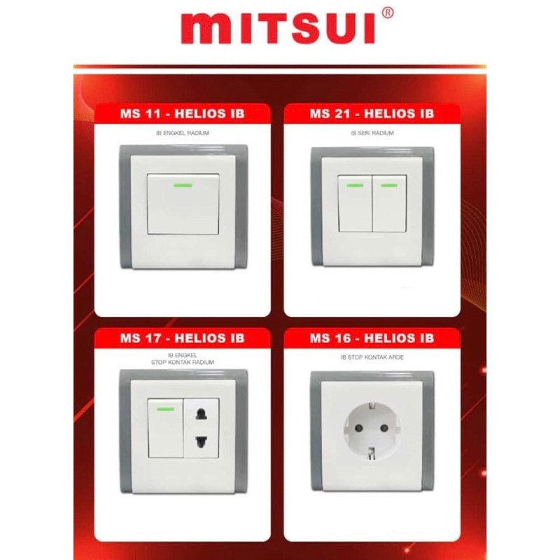 Saklar Engkel Saklar Seri Tanam Stop Kontak tanam INBOW IB Mitsui Helios