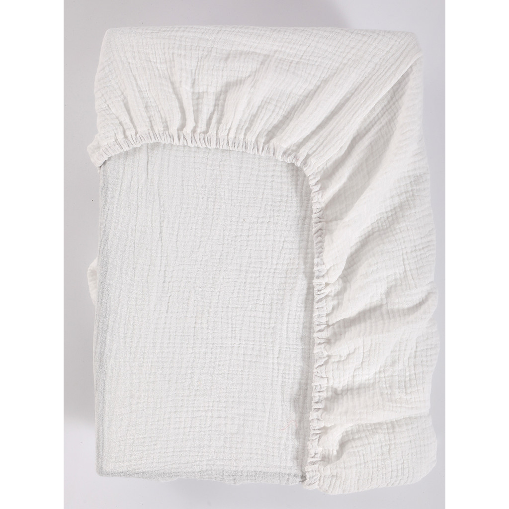 Wholesale Breathable Double Layer Solid Fitted Mattress Cover Sheet Newborn Cotton Fitted Crib Sheet