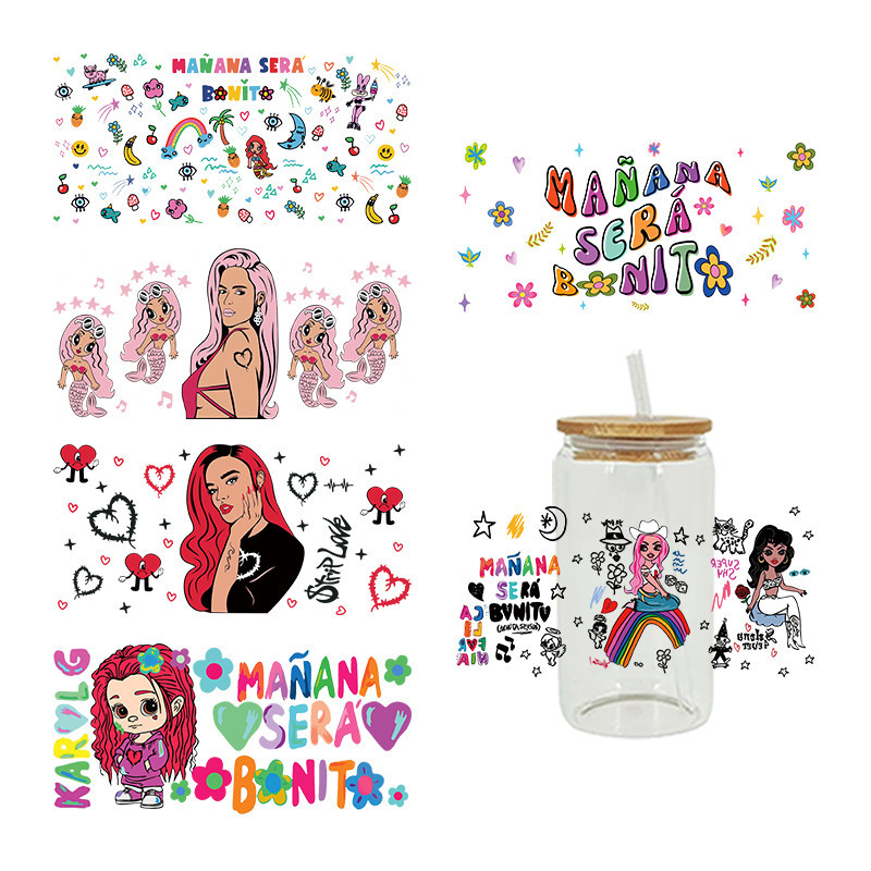 

UV DTF Transfer Sticker For The 16oz Libbey Glasses Wraps Cup Can DIY Waterproof Easy To Use Custom Decals D8552